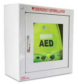 AED inside a cabinet